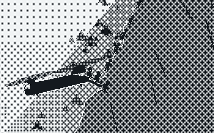 Sketch: a Chinook lands offset from the objective while the team climbs the ridge